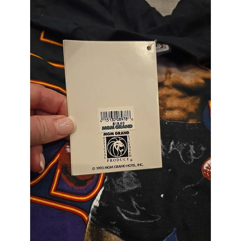 Deadstock 90s mike tyson mathis boxing t-shirt 1995 MGM Single Stitch Black 3XL - Picture 4 of 9